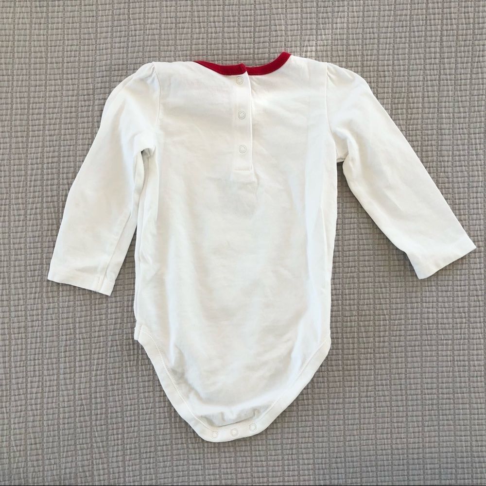 12M Baby Girl Gymboree Santa’s Little Helper Long Sleeve White Onesie - Picture 11 of 11